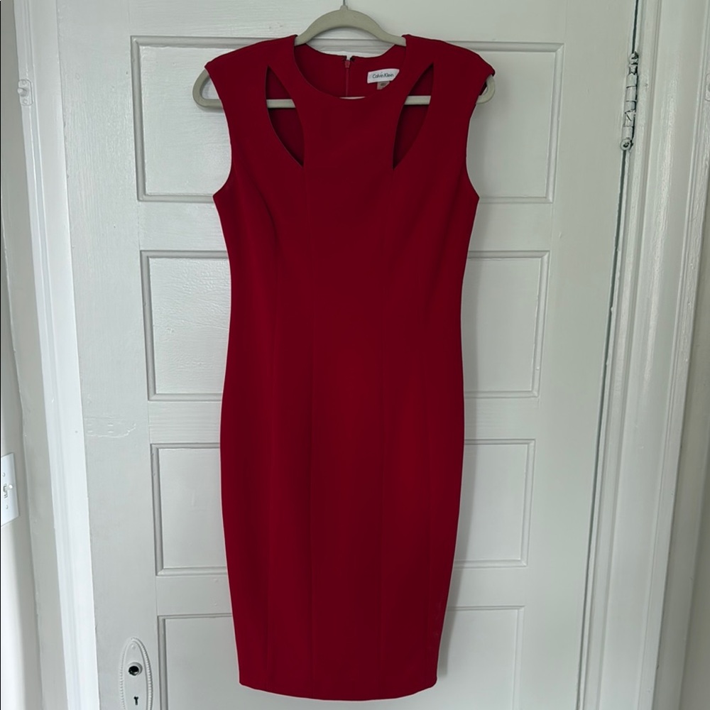 Calvin Klein Elegant Red Sleeveless Dress